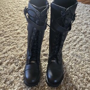 Women's Black Lace Up Boots